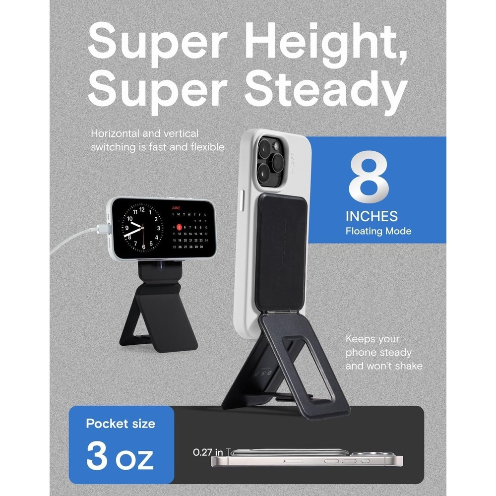 MOFT Jet Black Magnetic Tripod for iPhone – Stand & Selfie Stick (No Card Slot) - Picture 11 of 13